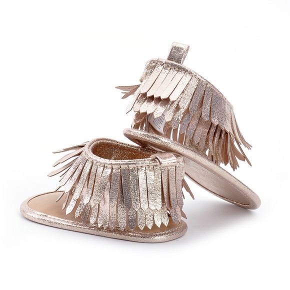 Baby Girl Fun Gold Fringe Sandal Bootie - Picture 2 of 7